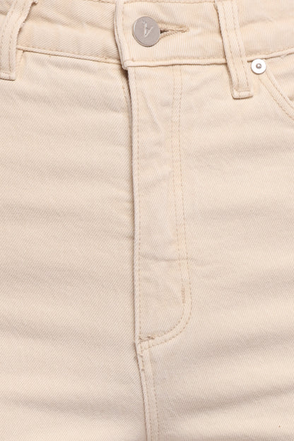 Women's High Waist Wide Leg Jeans - Off-White Loose Long Pants