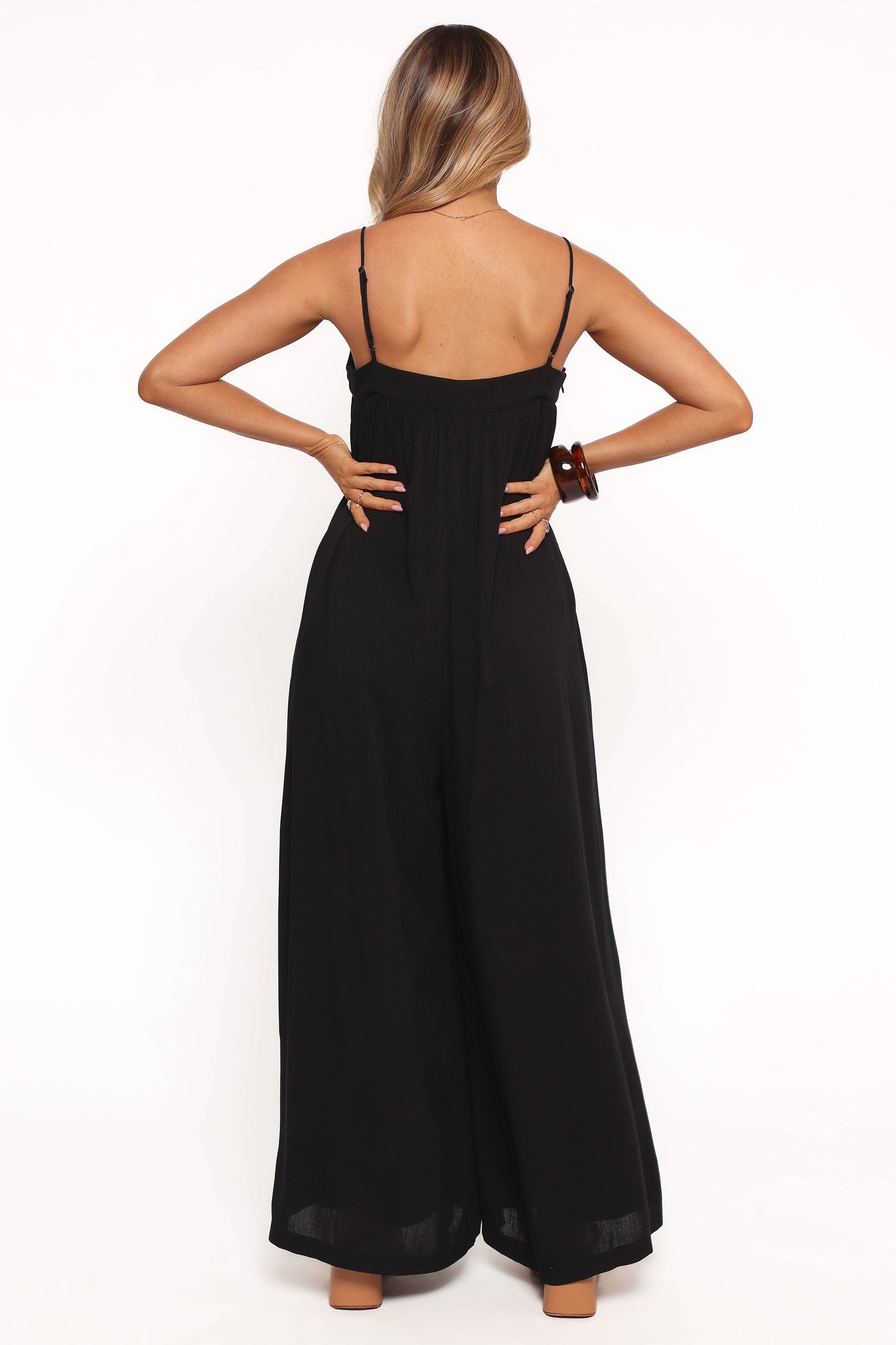 Women's Black Spaghetti Strap Maxi Dress - Loose Vacation A-Line Long Dress