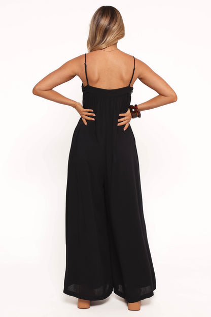 Women's Black Spaghetti Strap Maxi Dress - Loose Vacation A-Line Long Dress