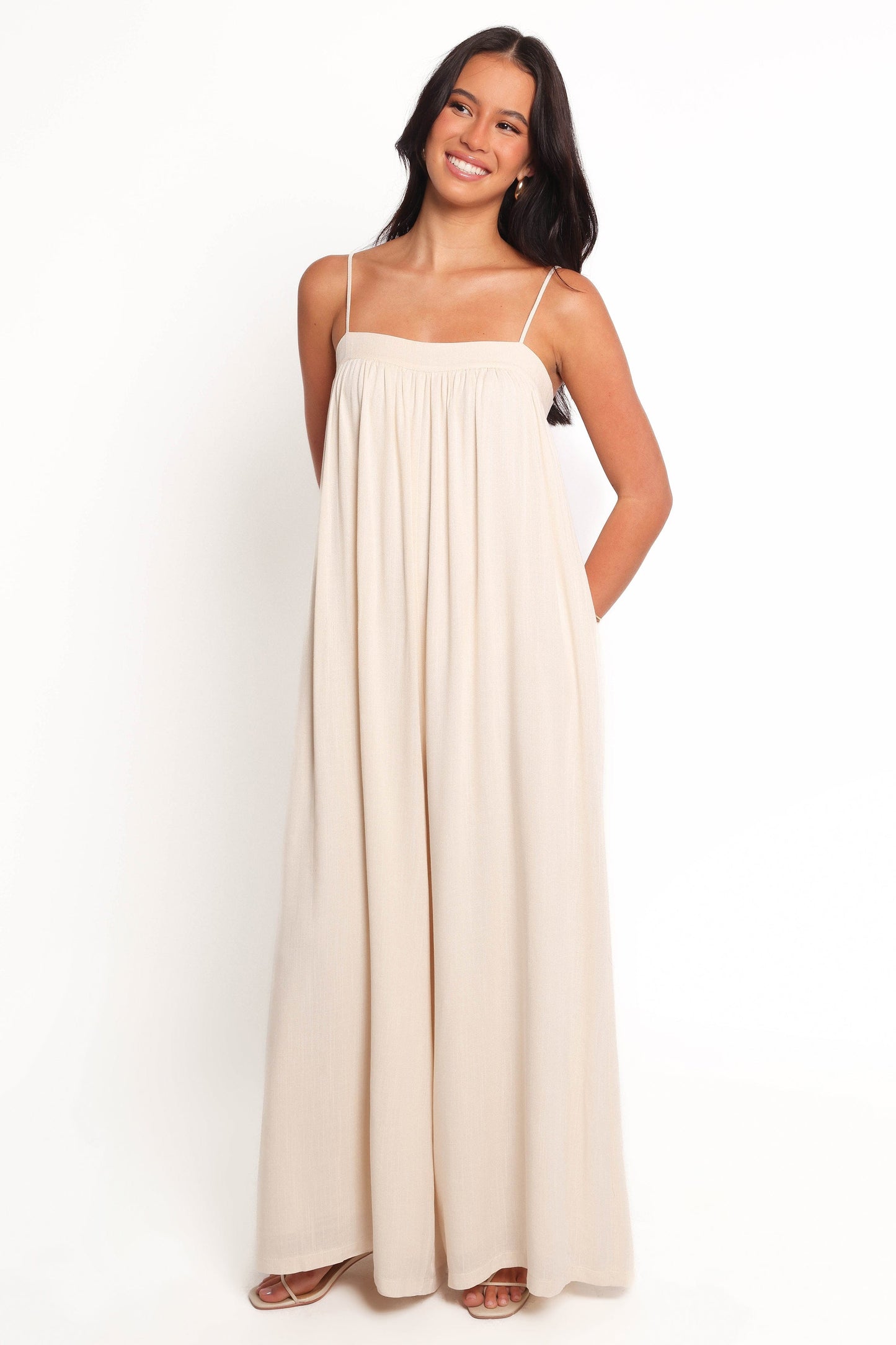 Women's Off-White Spaghetti Strap Maxi Dress