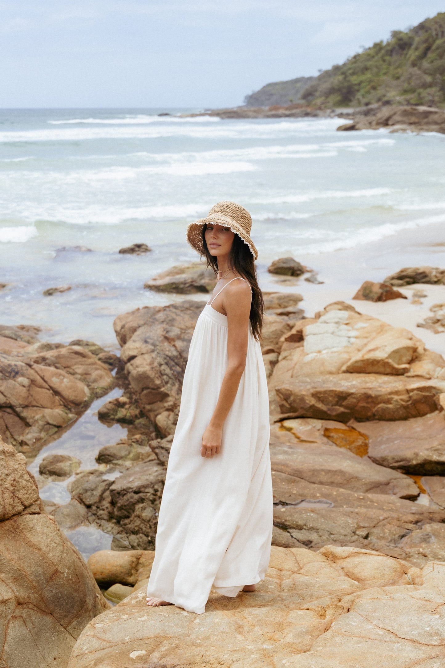 Women's Off-White Spaghetti Strap Maxi Dress