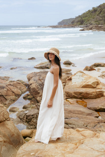 Women's Off-White Spaghetti Strap Maxi Dress