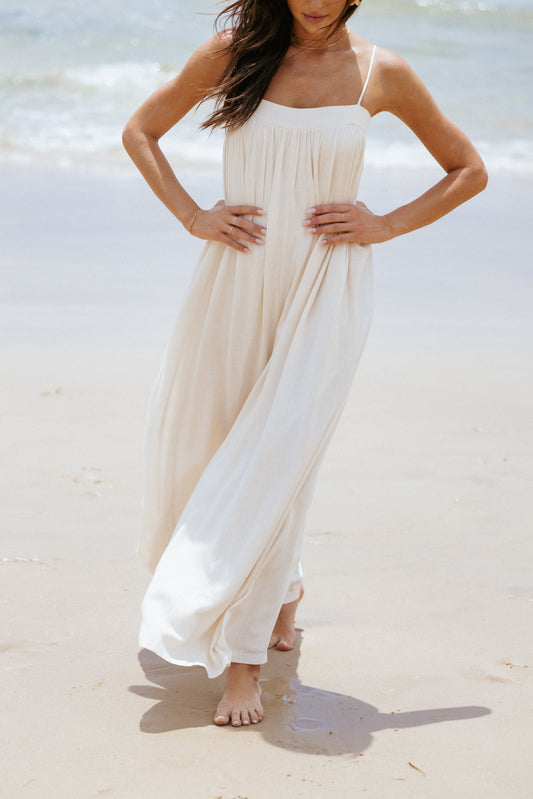 Women's Off-White Spaghetti Strap Maxi Dress